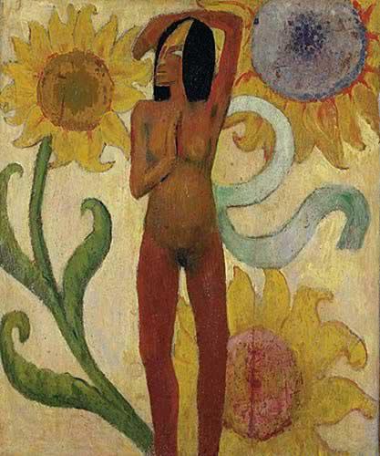 Paul Gauguin Caribbean Woman, or Female Nude with Sunflowers France oil painting art